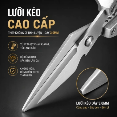 Kéo Cắt Đa Năng MIKA Không Gỉ - Cắt Xương Gà Vịt, Rau Củ Bền Bỉ, Giá 49.000₫ 6