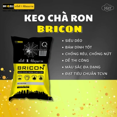 Keo chà ron BRICON màu Xám - Chống thấm, kháng nấm mốc, độ bám cao, 1kg