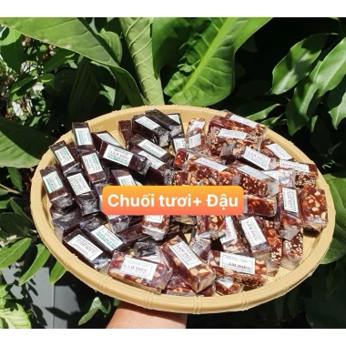 Kẹo chuối tươi 1kg Mix 2 vị Đậu Mè và Chuối thơm ngon - Đặc sản Bến Tre, giá ưu đãi 55.000đ