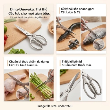 Kéo đa năng nhà bếp thép không gỉ hợp kim, chống trượt, dễ vệ sinh, cắt xương cá gà