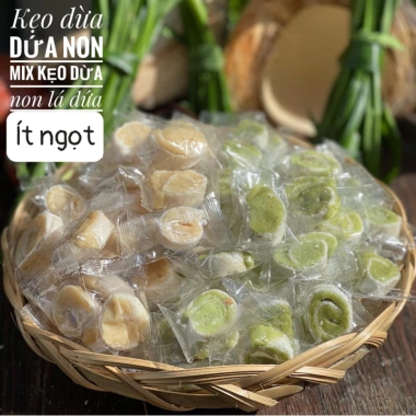 Kẹo Dừa Non Cuộn Sầu Riêng Lá Dứa - Ít Ngọt, Giá Giảm 59.000 VNĐ, Vị Thơm Ngon 7 Kẹo Dừa Non Cuộn Sầu Riêng Lá Dứa - Ít Ngọt, Giá Giảm 59.000 VNĐ, Vị Thơm Ngon 7