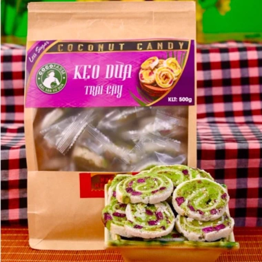 Kẹo dừa trái cây sấy cuộn bánh tráng Cocofarm 500g - Ngon, giòn, giá chỉ 103,312₫