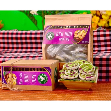 Kẹo dừa trái cây sấy cuộn bánh tráng Cocofarm 500g - Ngon, giòn, giá chỉ 103,312₫