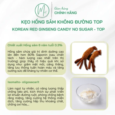 Kẹo Hồng Sâm Không Đường T.O.P Daesan Hàn Quốc 500g - 99.000đ, Tăng Năng Lượng, Bổ Sâm 4