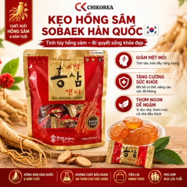 Kẹo Hồng Sâm Sobaek 200g Hàn Quốc – Tăng sức khỏe, giảm căng thẳng, làm đẹp da, chỉ 39.000đ