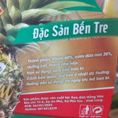 Kẹo khóm dừa non Hồng Vân 500g ngọt nhẹ, giá ưu đãi 100.000đ, chỉ 128.000đ