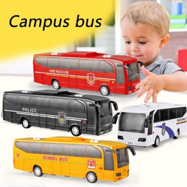 Kéo Lại Xe Buýt Trường Đồ Chơi - Vận Chuyển Cảnh Sát, Cứu Hỏa, Ưu Đãi 203.391₫ 5