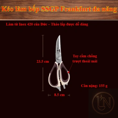 Kéo làm bếp SSGP Frankfurt đa năng - Thép không rỉ, tay chống trượt, Kéo Đức, giá 124.200đ