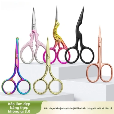 Kéo lông mày, lông mi, mũi thép không gỉ GlowNest 3.0 - Đầu tròn an toàn, dụng cụ đa năng hình quả đào 2