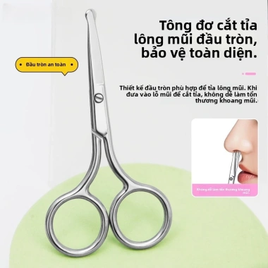 Kéo lông mày, lông mi, mũi thép không gỉ GlowNest 3.0 - Đầu tròn an toàn, dụng cụ đa năng hình quả đào 3