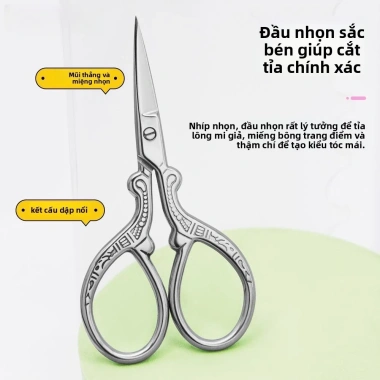 Kéo lông mày, lông mi, mũi thép không gỉ GlowNest 3.0 - Đầu tròn an toàn, dụng cụ đa năng hình quả đào 4