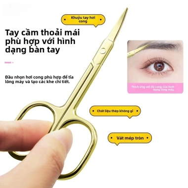 Kéo lông mày, lông mi, mũi thép không gỉ GlowNest 3.0 - Đầu tròn an toàn, dụng cụ đa năng hình quả đào 5