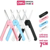 Kéo mini đa năng bỏ túi Deli thu gọn, an toàn, màu pastel, lưỡi cacbon không gỉ