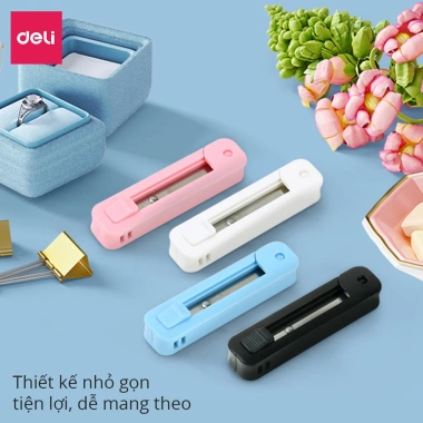 Kéo mini đa năng bỏ túi Deli thu gọn, an toàn, màu pastel, lưỡi cacbon không gỉ 2 Kéo mini đa năng bỏ túi Deli thu gọn, an toàn, màu pastel, lưỡi cacbon không gỉ 2