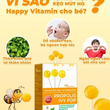 Kẹo Mút Keo Ong Lá Happy Vitamin - Quà Tặng 1 Hộp Giá Chỉ 99.000, Tiết Kiệm Ngay 3