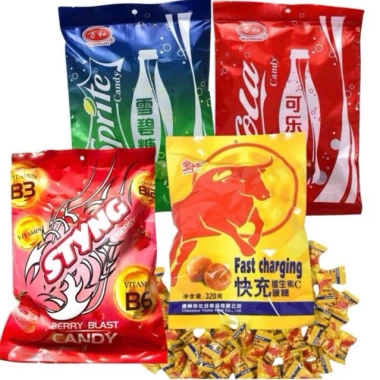 Kẹo ngậm nước ngọt Jin Tian 320g - Hương bò húc, Coca, Sting, Giá chỉ 45.000