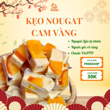 Kẹo Nougat Cam Vàng mềm dẻo, thơm ngon – A Leaf Foods 500g-1kg, giá 235.000₫