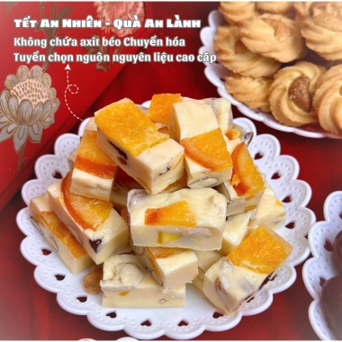 Kẹo Nougat Cam Vàng mềm dẻo, thơm ngon – A Leaf Foods 500g-1kg, giá 235.000₫ 3 Kẹo Nougat Cam Vàng mềm dẻo, thơm ngon – A Leaf Foods 500g-1kg, giá 235.000₫ 3