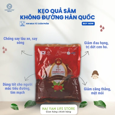 Kẹo quả nhân sâm Hàn Quốc không đường Haesong Vina 200gr – Thư giãn, bồi bổ, tăng năng lượng, tỉnh táo, giảm giá 289.000 VND 4