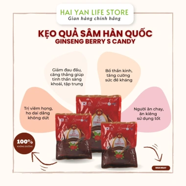 Kẹo quả nhân sâm Hàn Quốc không đường Haesong Vina 200gr – Thư giãn, bồi bổ, tăng năng lượng, tỉnh táo, giảm giá 289.000 VND 6