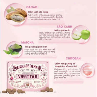 Kẹo Socola Daemark Vaegttab giảm cân, giảm mỡ toàn thân 40 viên - Be Nice 360k