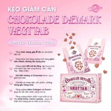 Kẹo Socola giảm cân Chokolade Daemark Vaegttab Đan Mạch 40 viên - Giảm mỡ toàn thân, hiệu quả, giá 360.000 VND