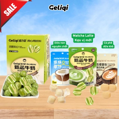 Kẹo sữa Geliqi 27g - Matcha Latte, Cà phê sữa, Dừa ngọt, Zip, Giá chỉ 59.000đ
