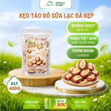 Kẹo Táo Đỏ Sữa Lạc Đà Nhân Hạt Điều 400g – Ít Ngọt, Healthy, Đóng Gói Từng Viên, Giá 21.500₫