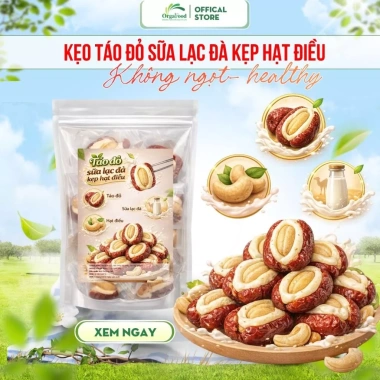 Kẹo Táo Đỏ Sữa Lạc Đà Nhân Hạt Điều 400g – Ít Ngọt, Healthy, Đóng Gói Từng Viên, Giá 21.500₫ 9 Kẹo Táo Đỏ Sữa Lạc Đà Nhân Hạt Điều 400g – Ít Ngọt, Healthy, Đóng Gói Từng Viên, Giá 21.500₫ 9