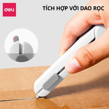 Kéo Tiện Lợi Deli 2 trong 1 – Dao Rọc Giấy và Khóa An Toàn, Đa Ứng Dụng, Giá 53k 2
