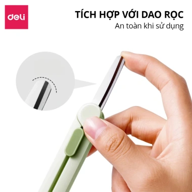 Kéo Tiện Lợi Deli 2 trong 1 – Dao Rọc Giấy và Khóa An Toàn, Đa Ứng Dụng, Giá 53k 3