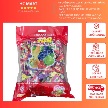 Kẹo Trái Cây Fruit 100 Tổng Hợp 900g - Hương Vị Đa Dạng, Giá Ưu Đãi 75.000 VND