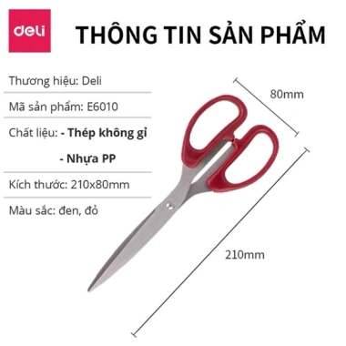 Kéo Văn Phòng Deli 6.009-6.010 Lưỡi Hợp Kim Thép Không Gỉ Siêu Bén Giá 45.000