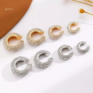 Kẹp Bông Tai Nữ MUQV 1-8 Cái Hình Tròn Pha Lê Giả Xuyên Hình Học