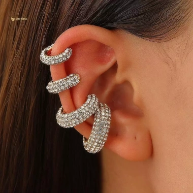 Kẹp Bông Tai Nữ MUQV 1-8 Cái Hình Tròn Pha Lê Giả Xuyên Hình Học
