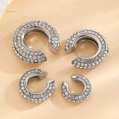 Kẹp Bông Tai Nữ MUQV 1-8 Cái Hình Tròn Pha Lê Giả Xuyên Hình Học