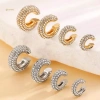 Kẹp Bông Tai Nữ MUQV 1-8 Cái Hình Tròn Pha Lê Giả Xuyên Hình Học 6