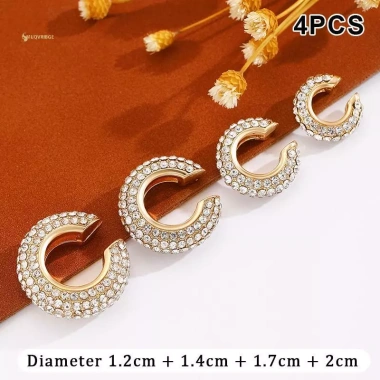 Kẹp Bông Tai Nữ MUQV 1-8 Cái Hình Tròn Pha Lê Giả Xuyên Hình Học