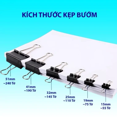 Kẹp bướm giấy Slecho đa kích thước 15-51mm - Giá ưu đãi 20.000đ, chất lượng cao 2