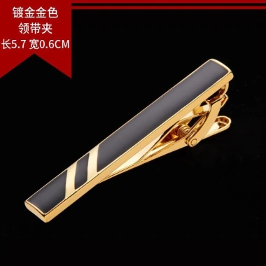 Kẹp Cà Vạt Nam Họa Tiết Kẻ Sọc Đen Bạc - Phong Cách Công Sở Sang Trọng 113k