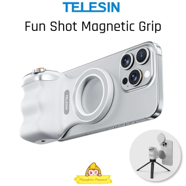Kẹp Camera Điện Thoại Từ Tính TELESIN – Nút Chụp Không Dây, Đèn Đầy, 3 Chân, MFI, 1/4