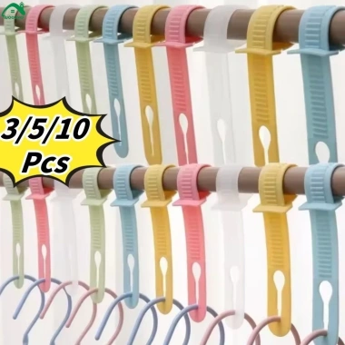 Kẹp đa năng quần áo và cáp - Dây buộc móc treo chống gió, điều chỉnh độ dài, PP bền (3/5/10 cái)