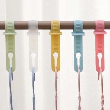 Kẹp đa năng quần áo và cáp - Dây buộc móc treo chống gió, điều chỉnh độ dài, PP bền (3/5/10 cái)