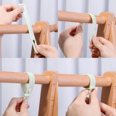 Kẹp đa năng quần áo và cáp - Dây buộc móc treo chống gió, điều chỉnh độ dài, PP bền (3/5/10 cái)