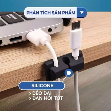 Kẹp Dây Cáp Điện Dán Tường Siêu Dính - Giữ Cố Định Đầu Sạc, Chống Rối Cho Điện Thoại, Laptop, Tai Nghe - Giá 15.000đ 2
