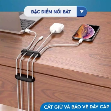 Kẹp Dây Cáp Điện Dán Tường Siêu Dính - Giữ Cố Định Đầu Sạc, Chống Rối Cho Điện Thoại, Laptop, Tai Nghe - Giá 15.000đ 9