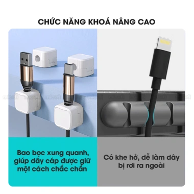 Kẹp Dây Điện Micofi - Khoá Treo Dây Sạc Tường, Cố Định Giữ Gọn Gàng, Bảo Vệ Cáp