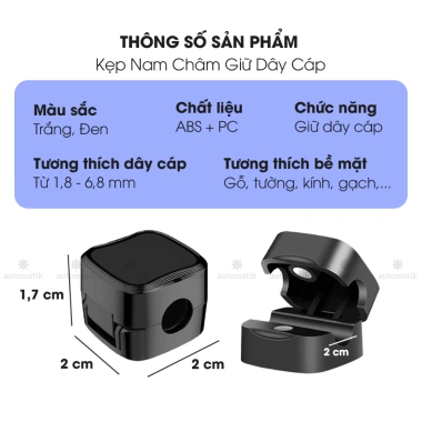Kẹp Dây Điện Treo Tường Automatik - Khoá Giữ Cáp Gọn Gàng, Bảo Vệ, Giá 20.000 VNĐ
