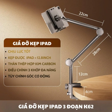 Kẹp điện thoại đa năng giá đỡ iPad, đầu giường & bàn, xoay 360, xem phim học online – 75.000₫