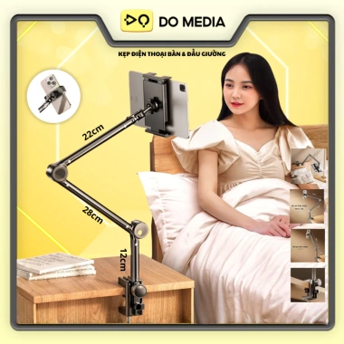 Kẹp điện thoại, giá đỡ iPad, máy tính bảng xoay 360 - Gắn bàn, xem phim, livestream, học online, 75k